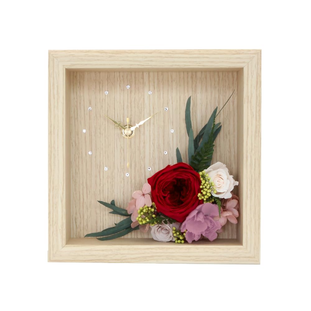 

Preserved Flower Table Hawaiian Hawaiian Bamboo x Mahalo Clock, Clock, Goods, Interior, Gift, Present, Resort, Wooden, (Natural Red)