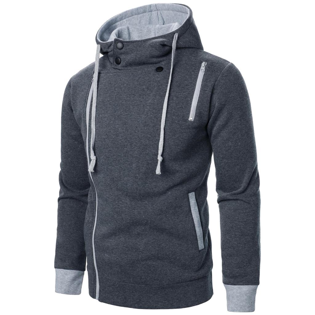 Men's Casual Side Zip Hooded Cardigan Sweatshirt