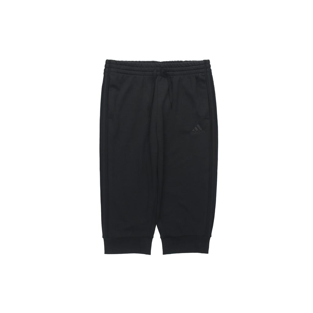 Adidas 3-Stripes Embroidered Logo Knit Cuffed Cropped Pants Men Bottoms Black GK8990