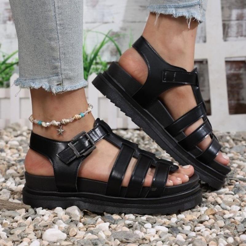 

Женские босоножки на высоком каблуке Летние римские босоножки-клинья для женщин с водонепроницаемой платформой Женские сандалии Sandalias De Mujer 35 чёрный