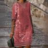 Women's Casual V-neck Printed Dress Ethnic Style Spring Summer