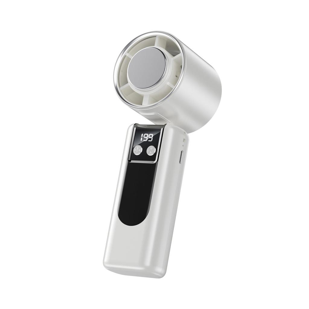 New Turbo Handheld Mini Fan with 199-Speed USB Charging & Digital Display - Powerful Cooling