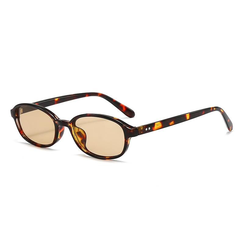 

Fashion Oval Sunglasses Women Retro Small Frame Men Sunglasses Anti-Blue Light Glasses Outdoor Driving Leopard Print Sunglasses