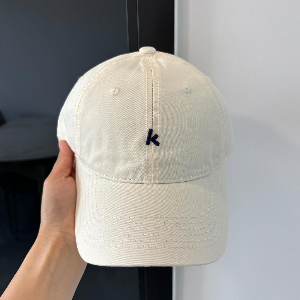 Korean Letter K Embroidery Baseball Cap Soft Top Shows a Small Face, Big Head Circumference, Wide Brim, Sunshade, Spring and Summer Peaked Cap Tide