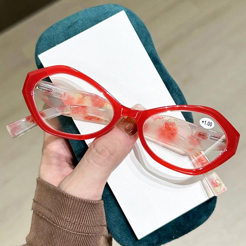 Fashion Anti Blue Light Reading Glasses Luxury Oval Frame Computer Eye Protection Eyeglasses Finished Prescription Plus Diopter