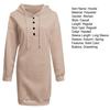 Women Autumn Hoodie Loose Solid Color Hooded Drawstring Long Sleeves Warm Sweatshirt Buttons Pure Color Spring Hoodie for Daily Wear