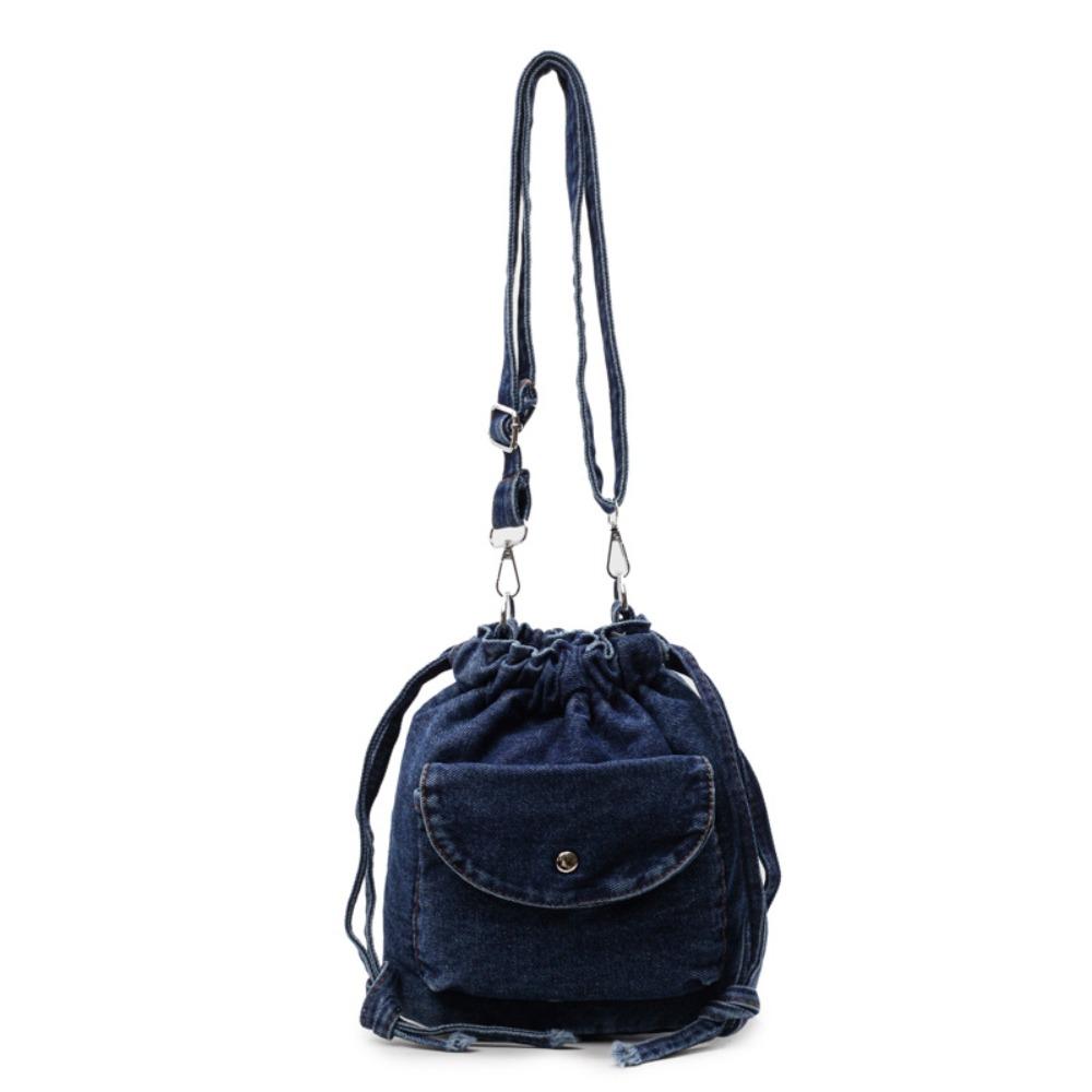 

Кошелек Ретро Джинсовая Сумка Через Плечо Сумка Кроссбоди Сумка для Мобильного Телефона Сумка-Ведро на Шнурке Офисный Работник темно-синий