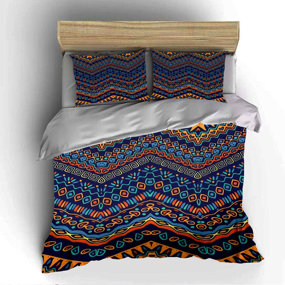 Boho Tribal Geometric Pattern Bedding Duvet Cover Set (1*Duvet Cover 2*Pillowcases, without duvet insert)
