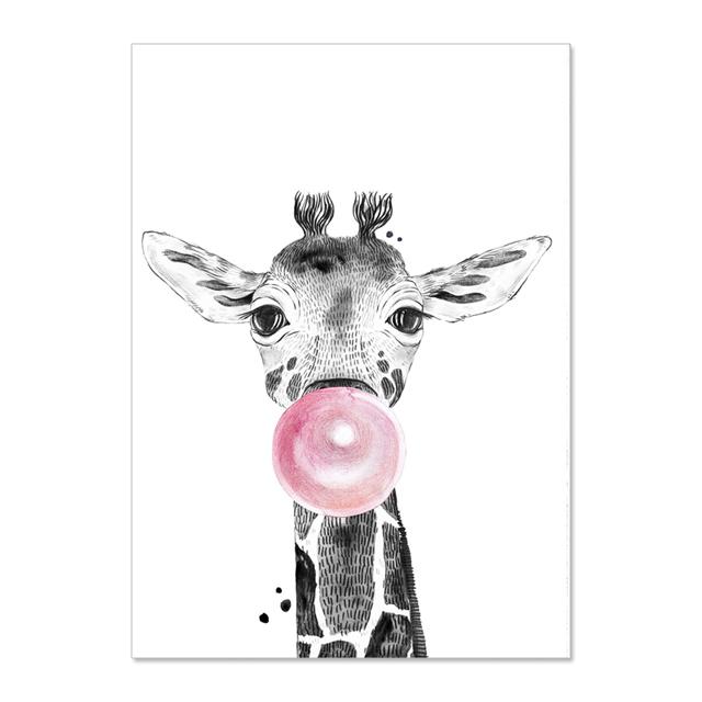 Nordic Animal Zebra Giraffe Blowing Bubbles Prints And Posters Wall Art Canvas Paiting Wall Pictures For Living Room Home Décor No Frame