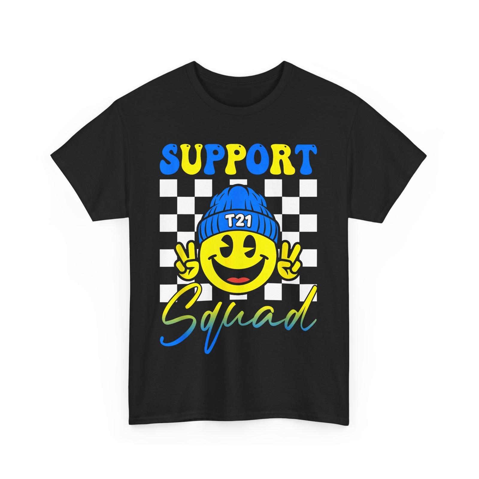 Support Squad T21 Down Syndrome Awareness Smile Face Men Cute Shirt L