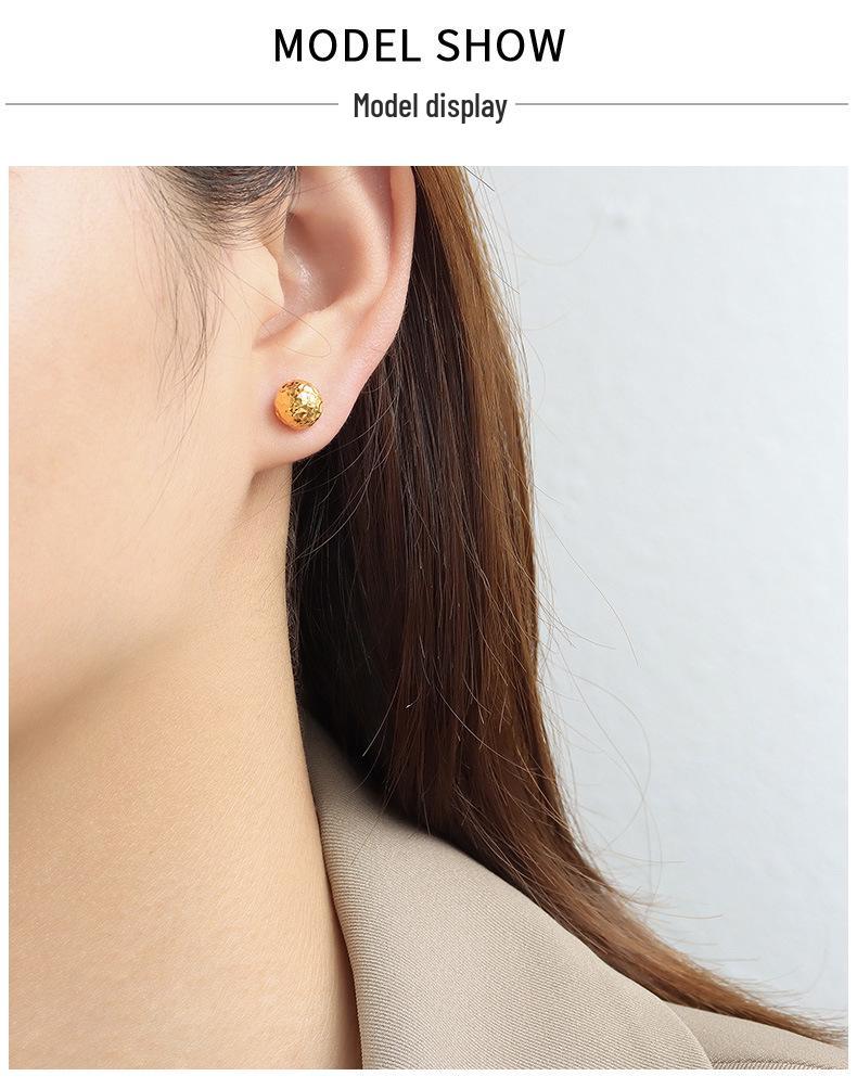 Marka French Small Gold Ball Stud Earrings: 18k Gold-Plated Titanium Steel Jewelry for Women
