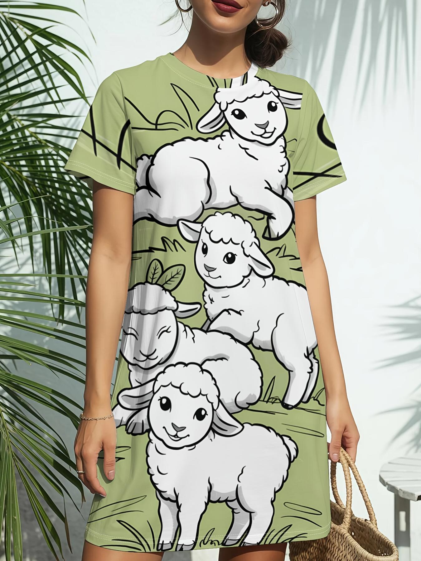 

Women S New Crew Neck Short Sleeve T-Shirt Dress. American Trend Digital Print. Casual ; Versatile for Spring And Summer. Elegant And Chic Women S re S дубильна кора