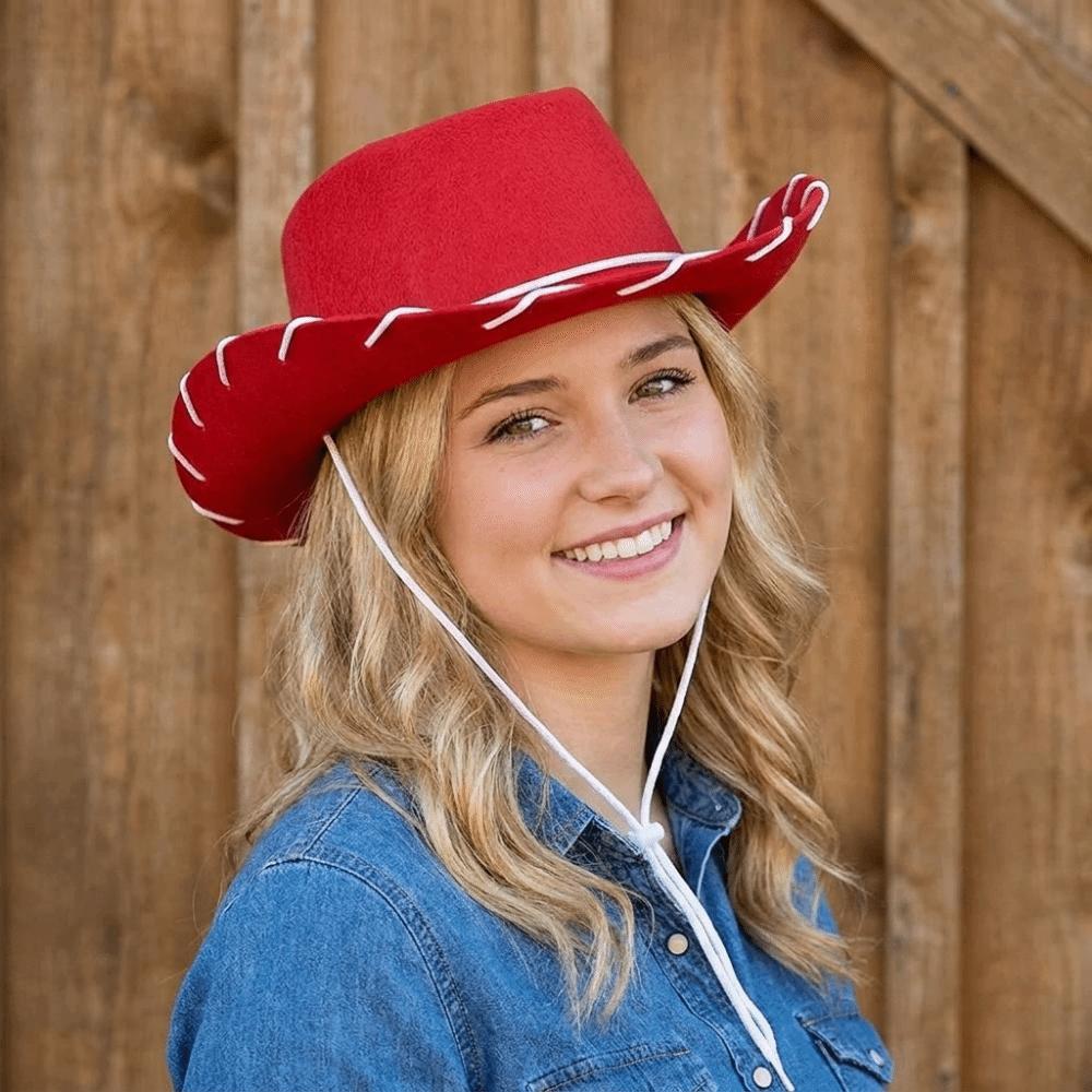 Wide Brim Western Cowboy Hat Felt Top Hat Casual Jazz Hat  Costume Accessories