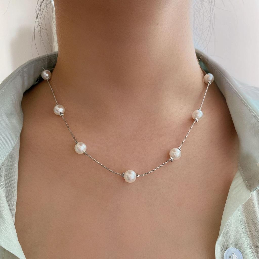 Pearl Clavicle Chain Necklace Beads Choker Neck Chain Goth Chocker Jewelry On The Neck Pendant Collar Women