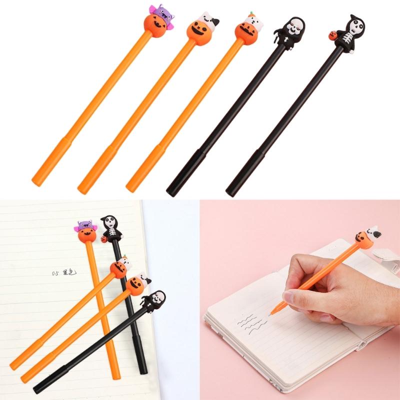 5Pcs Halloween Cartoon Gel Pen, 0.5MM Needle Tip, Quick Drying, Write Smoothly for Student Adult Noting Journaling