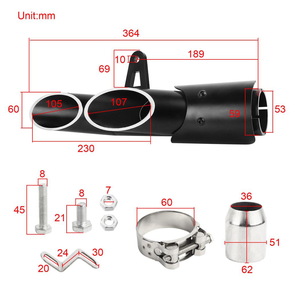 Motorcycle Exhaust Pipe 38-51mm Exhaust Tip 1.5-2" Inlet for Kawasaki Z650 Honda CBR 500 300R Yamaha FZ1 Dirt Bike Street Bike