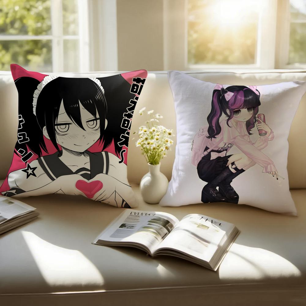 Watamote K-Kuroki T-Tomoko Cushion Cover Linen Pillowcase Cover Soft Decor For Sofa Home Room