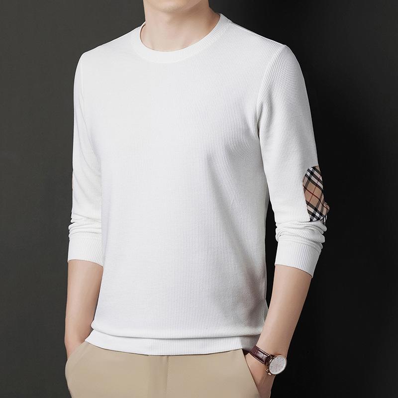 Men's Spring and Autumn New Men's T-shirt Youth Solid Color Long Sleeve Crewneck Bottom Shirt Men's Wear