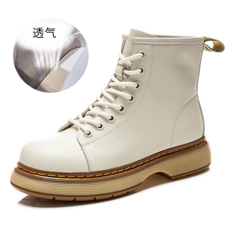 

Suction bottom leather Martin boots women s 2025 spring new boots women s thick-soled British style short boots women s casual women s boots 40 бежевий