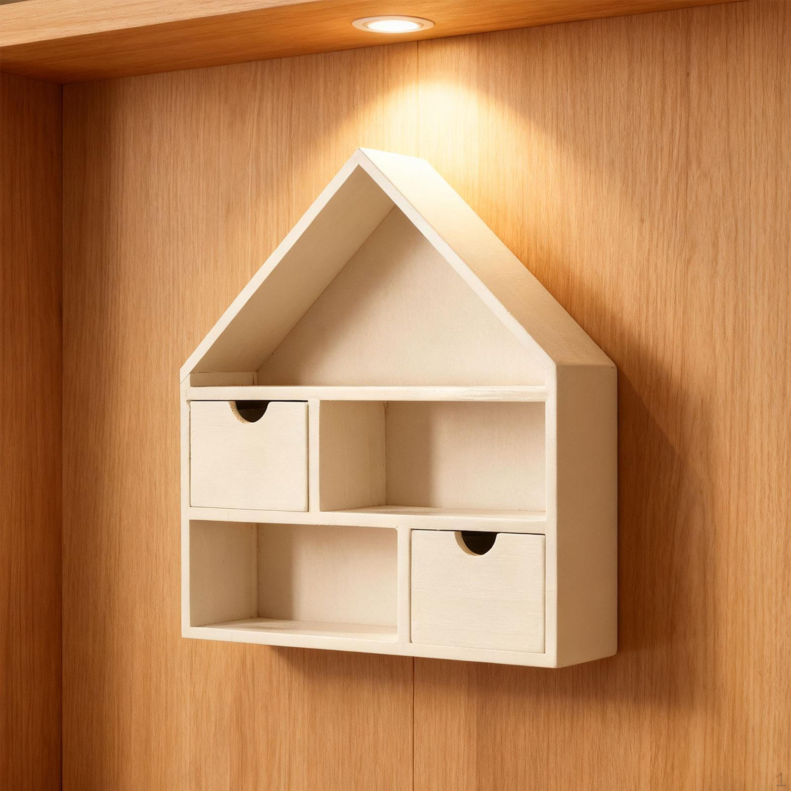 

Elegant Rustic Wooden Display Case, Decorative Collection for Figurines, Essential Oils White