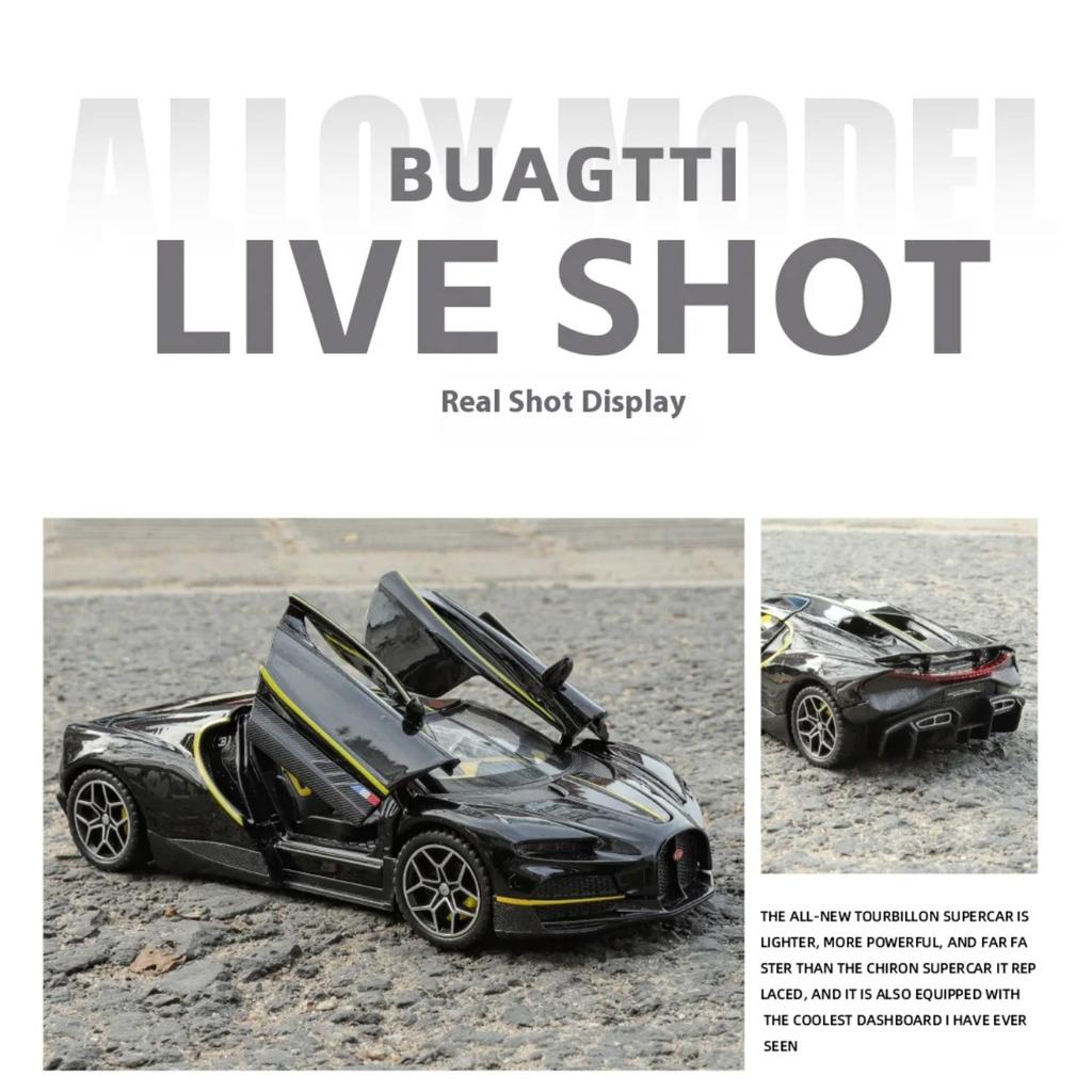 1/32 Scale Bugatti Tourbillon Alloy Super Sports Car Model, with Sound and Light Children's Toy Car, Suitable for Giving Gifts To Boys