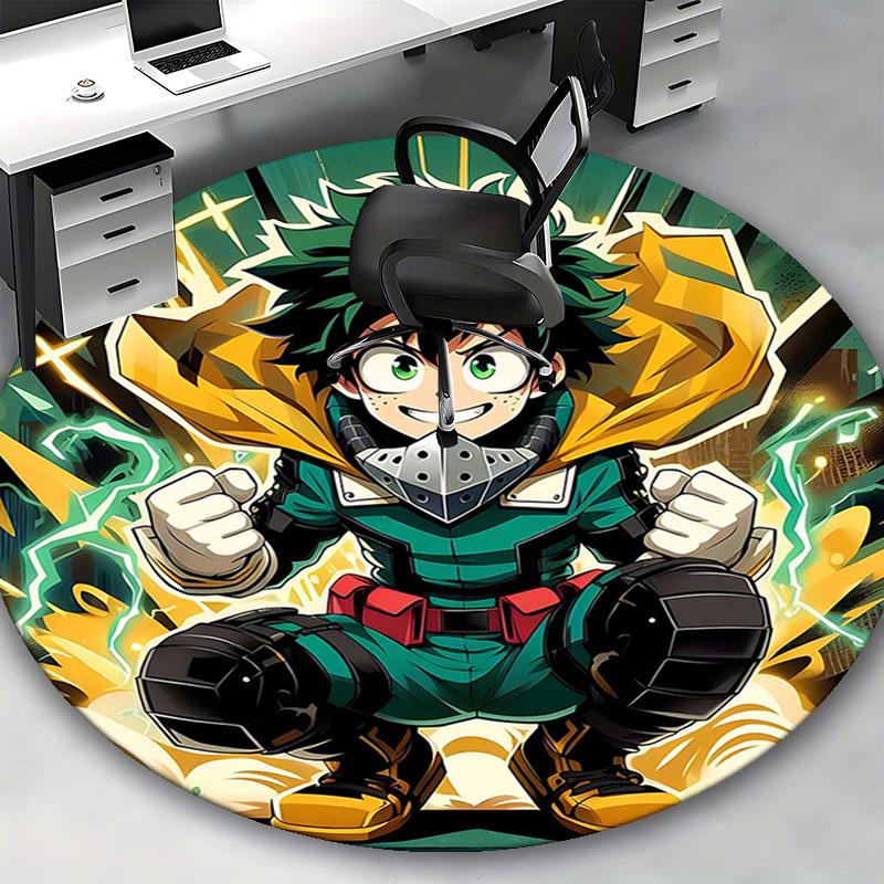1pc My Hero Academia Midoriya Izuku Round Carpet - Anime Design Chair Mat