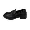 thick heel black British style small leather shoes women's shoes 2025 new spring and autumn one-pedal retro loafers single shoes