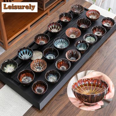 Ceramic Coffee Cup Kiln Change China Porcelain Kung Fu Tea Cups Exquisite Pottery Tea Bowl Jianzhan Tea Accessories Wholesales