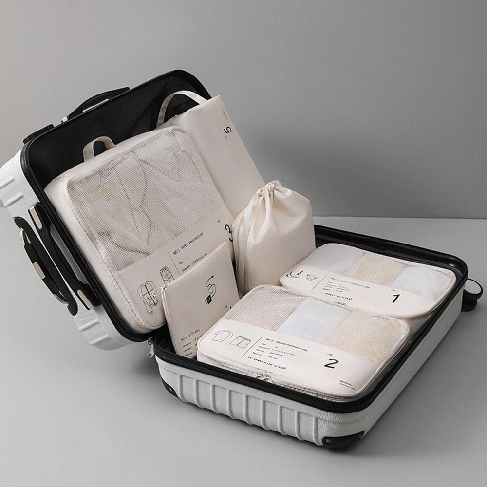 

3/6PCS Visual Window Luggage Storage Bag Set Multicolor Luagge Subpackge Bag Toiletry Kits Shoes Pink-6PCS