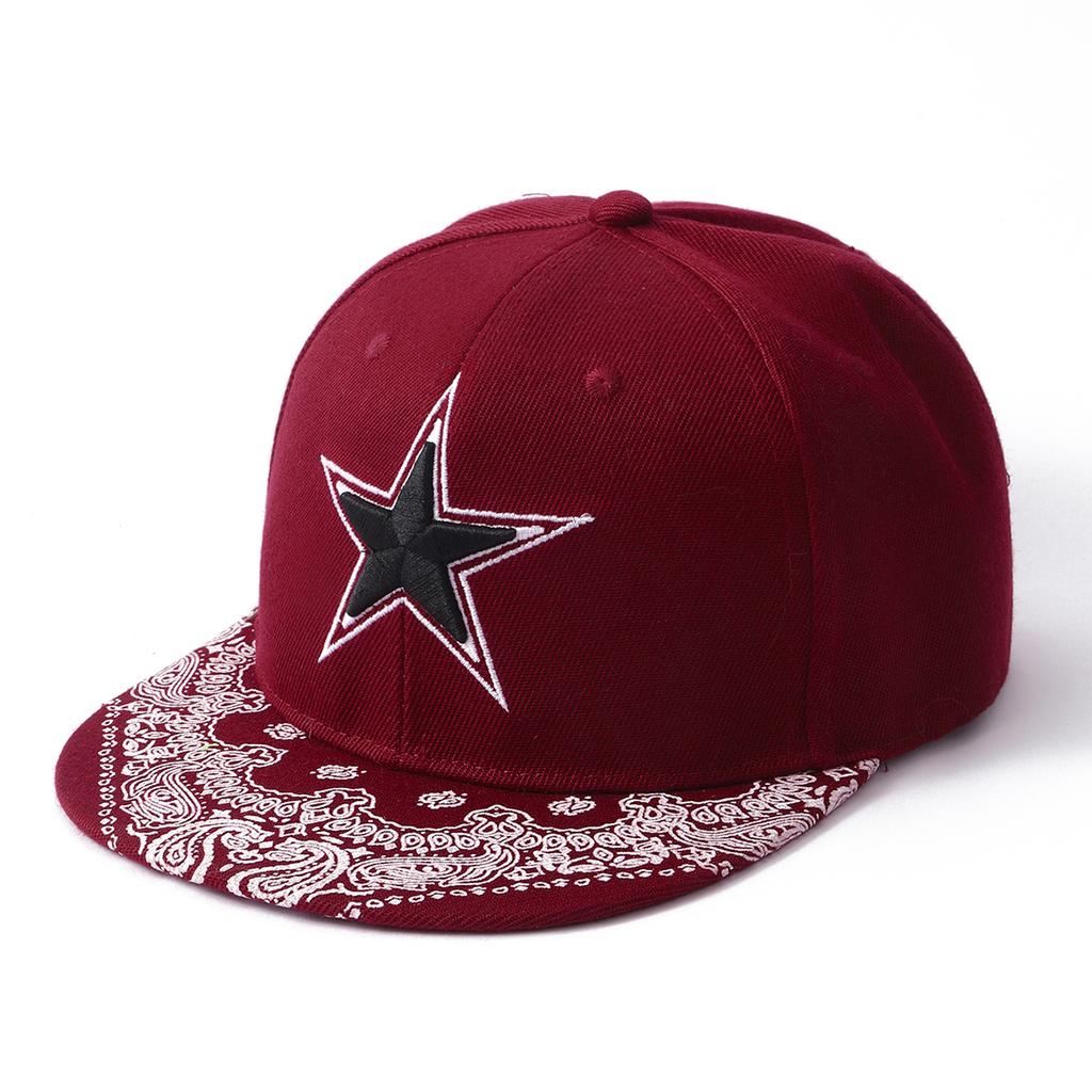 Korean-style Fashionable and Trendy Patchwork Embroidered Five-pointed Star Hip-hop Flat Hat Couple's Sunshade Baseball Cap