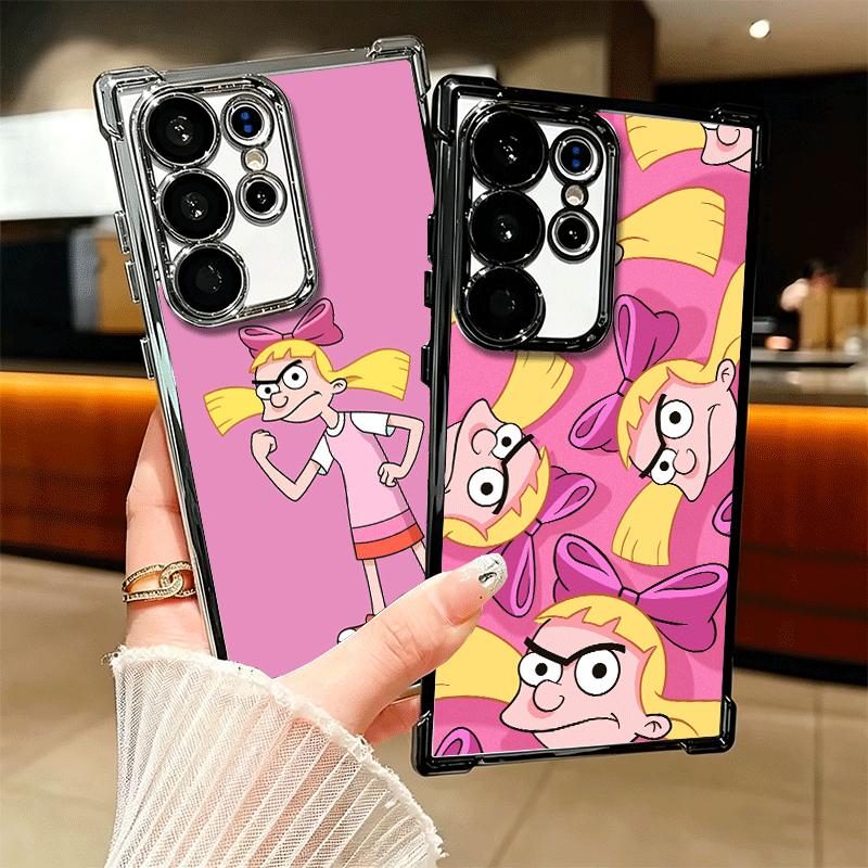 Cartoon Hey Arnold Helga Galvanisiert Handyhülle Für Samsung Galaxy S24 S25 FE S26 Edge S23 Ultra S22 S21 Plus S20 Anti-Fall Airbag