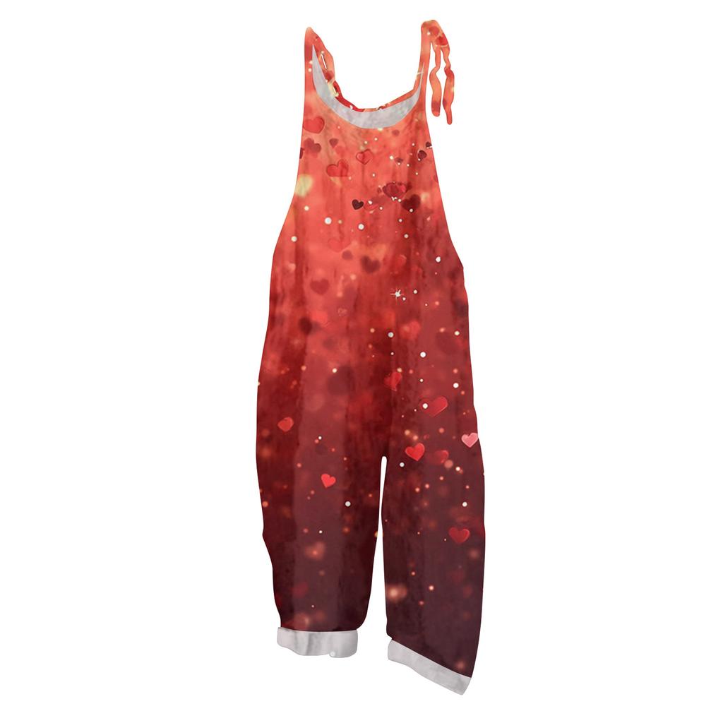 Women's Jumpsuit  Print Casual Loose Vintage Shoulder Strap Cotton Linen