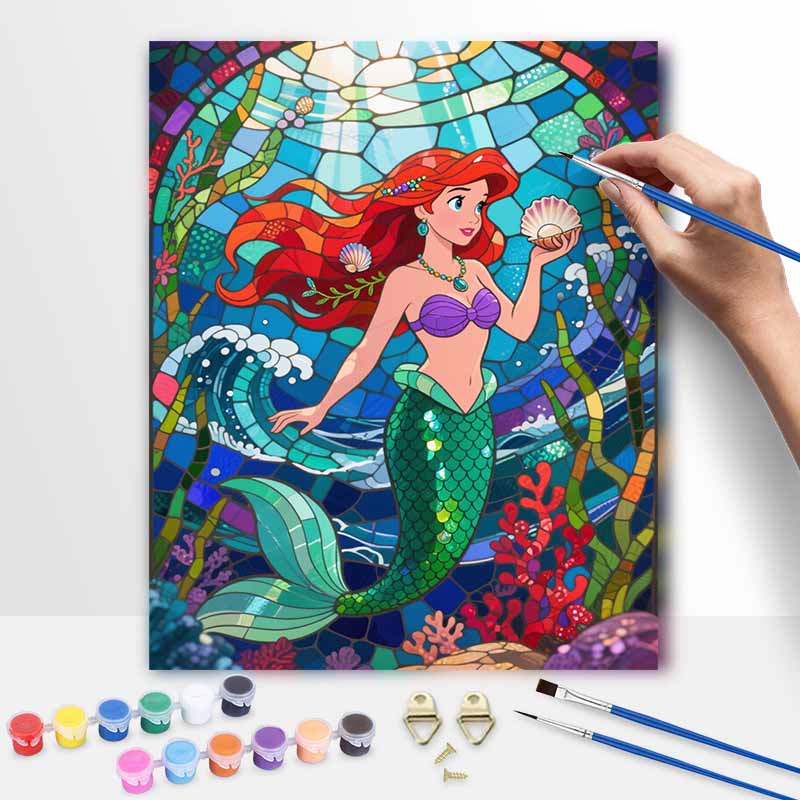 Disney Mermaid Oil Painting Hand Painting Coloring Painting Handmade Diy Home Decoration Gift
