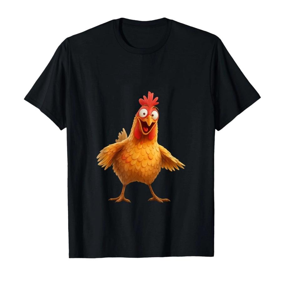 Men's funny adult humorous rooster pattern printed 100% pure cotton short-sleeved T-shirt, funny element clothing top