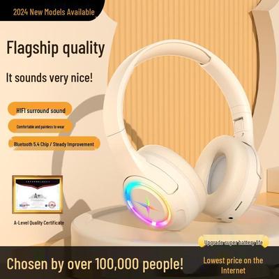 Over-Ear Wireless Bluetooth Gaming Headset with Noise Cancelling, Card Slot, and Ultra-Long Battery Life - Universal for Mobile Phones