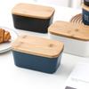 Butter Box Sealing Tool, Wood Lid Knife, Food Dish, Ceramic Keeper, Cheese Storage Tray Plate Container For Kitchen