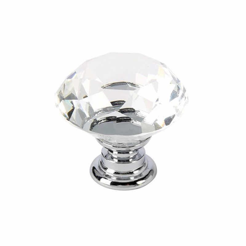 10Pcs/set 30mm Diamond Shape Design Crystal Glass Knobs Cupboard Drawer Pull Kitchen Cabinet Door Wardrobe Handles Hardware