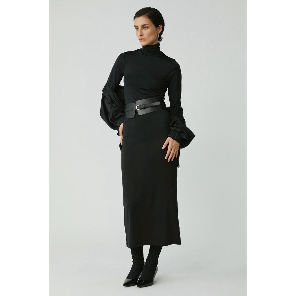 Katjabb Woman Slim Fit Fit Body Wrapping Upright Collar Midi Length Green Big Size Dress