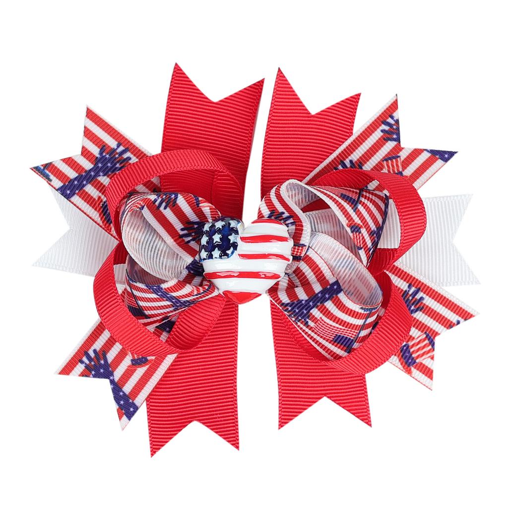5 Inch Independence Day Bowknot Stacked Hairpins 4th of July Hair Bow Hair Clip American Flag Patriotic Bows Hair Accessories
