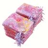50pcs Elegant Jewelry Gift Bags Closure Golden Floral Design Mesh Pouches Candy Party Favors Organza Gift Bags with Drawstring