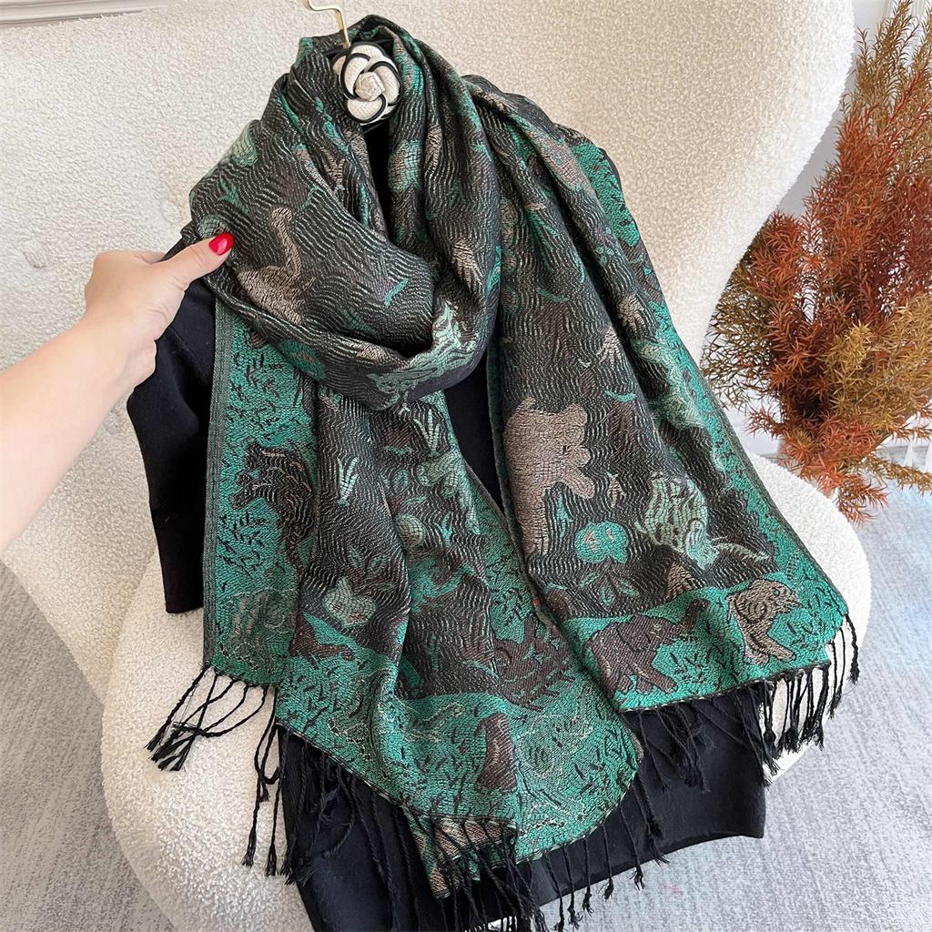 70x180cm Winter Warm Thick Jacquard Scarf Outdoor Women Travel Paisley Cashmere Tassel Shawl Neck Wrap Pashmina