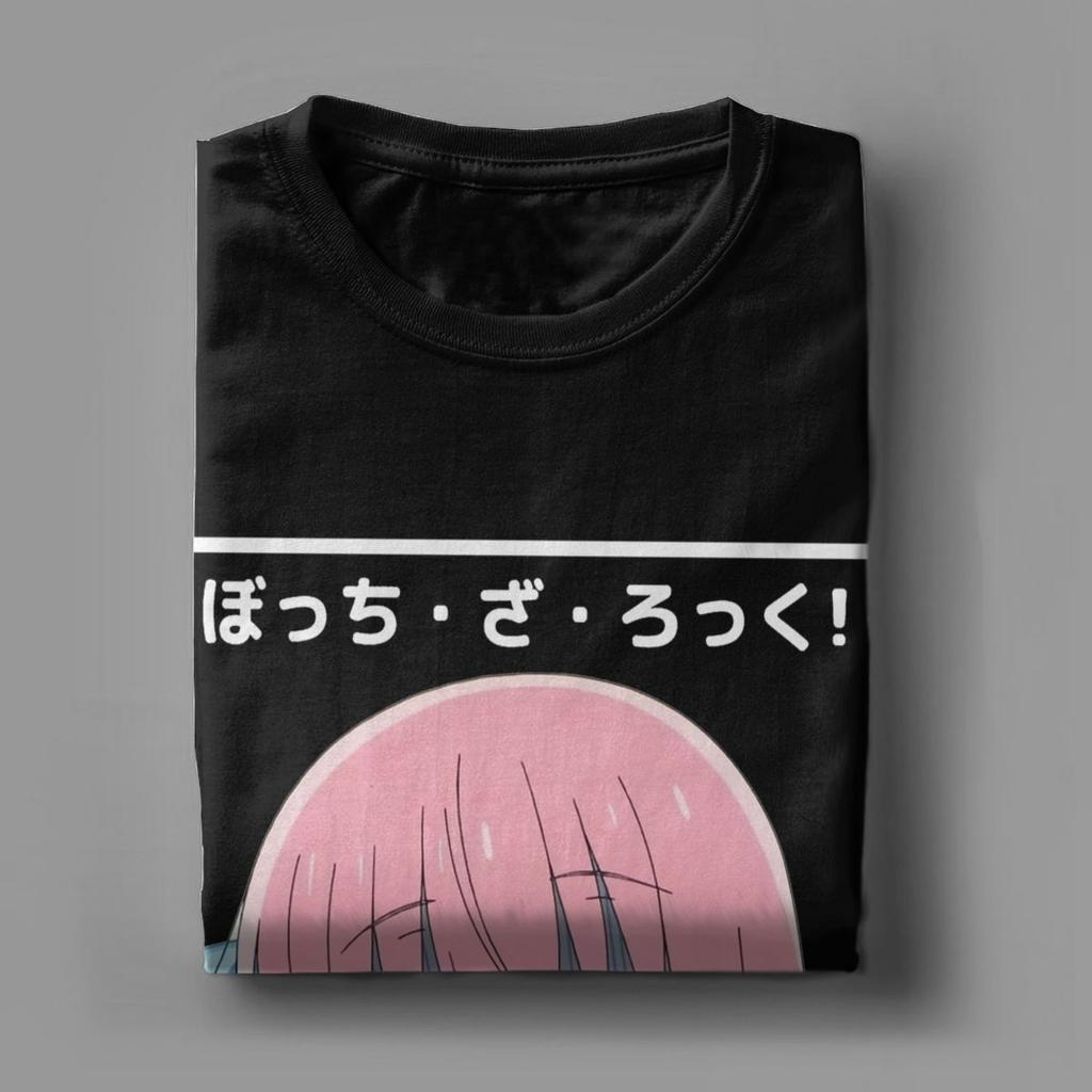 Bocchi The Rock Crying T Shirts Men Pure Cotton Vintage T-Shirt Crewneck Anime Tees Short Sleeve Clothing Birthday Gift