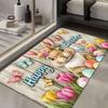 1Pcs Anti Fatigue Kitchen Rugs Easter Bunny Print Waterproof Non-Slip Thick Cushioned Kitchen Mat Heavy Duty Comfort Standing Mat for Kitchen