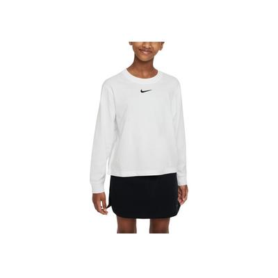 Nike Sportswear Essentials Logo Print Langarm-T-Shirt Kinder Tops Weiß DV0575-100