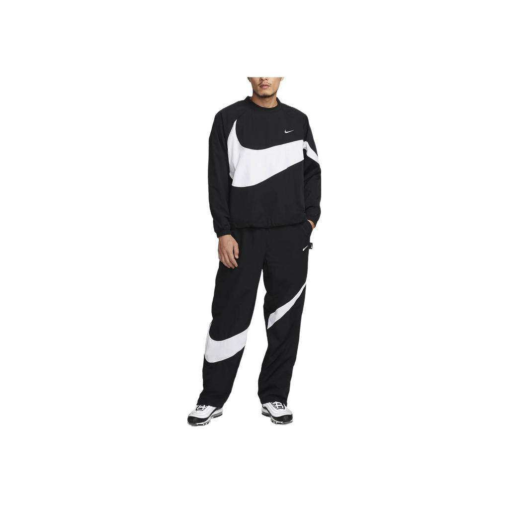 Nike Giacca Tessuta Sportswear Big Swoosh (Dimensionamento dell'Asia) Nero/Bianco Uomo Streetwear DX0661-010