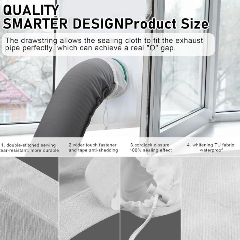 Portable Air Conditioning Exhaust Hose Cover and Window Seal Set Adjustable Length Hose Insulation Sleeve for Window