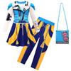 Kids Girls Anime Cartoon POP Singer Super Star Printed Dress Pants Bag Clothes Set Outfit Halloween Cosplay Costumes