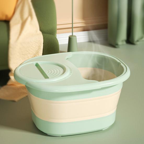 Folding Footbath with Lid Dual-State Switching One-Touch Foldable Design Foot Basin Ergonomic Anti-aging Pet Paw Care Tool