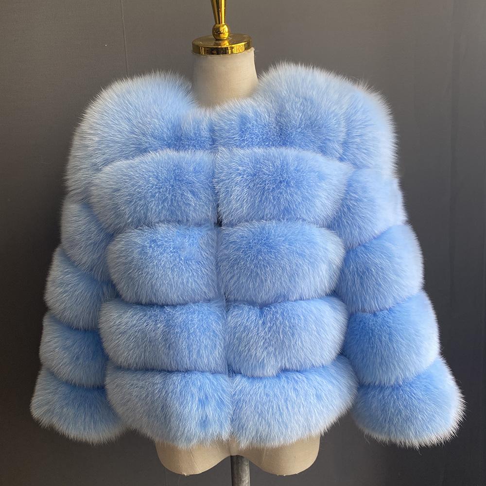 

Женская шуба из лисьего меха Куртки из натурального лисьего меха для женщин Одежда Куртка из натурального лисьего меха Пальто для женщин Меховая куртка XXL baby голубой