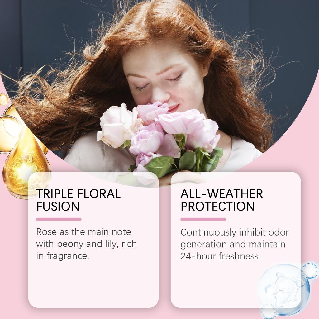 Deodorant Cremă de Corp cu Trandafir, Extras din Plante, Delicat, Portabil Non lipicios